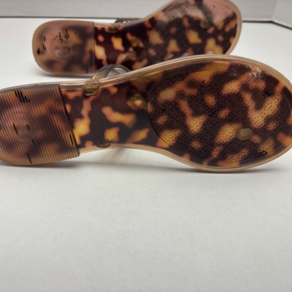 Tory Burch Mini Miller Flat Jelly Thong Sandal Tortoise Shell Size 7 - Picture 5 of 12